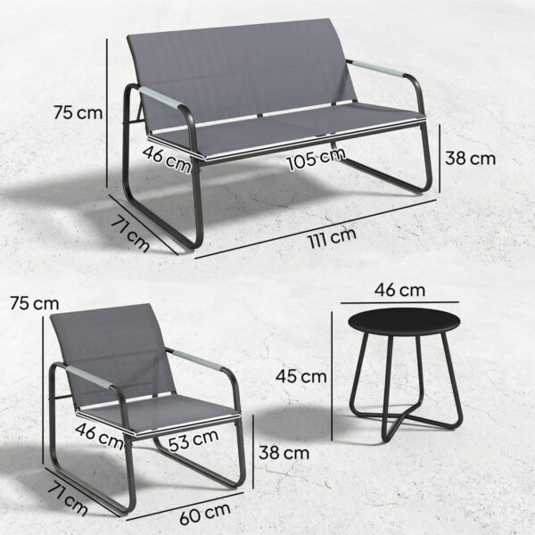 Outsunny Balkonmöbel-Set grau Stahl B/H/L: ca. 71x75x111 cm Outsunny Balkonmöbel-Set grau Stahl B/H/L: ca. 71x75x111 cm – Bild 2