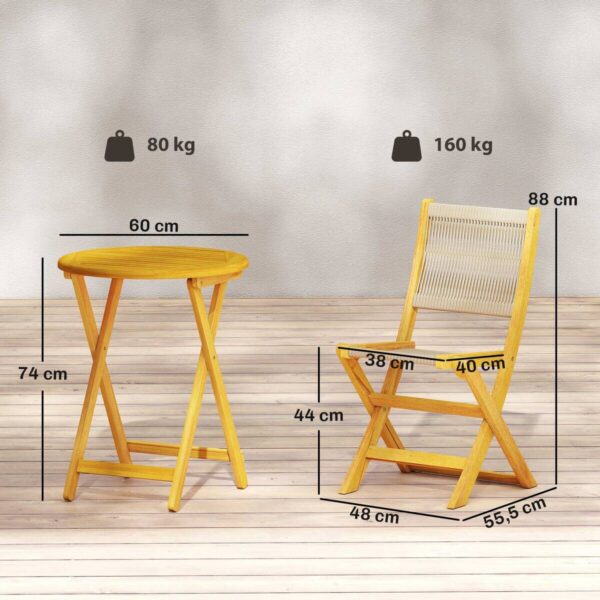 Outsunny Balkonmöbel-Set natur Kunststoff B/H/L: ca. 48x88x55,5 cm – Bild 2