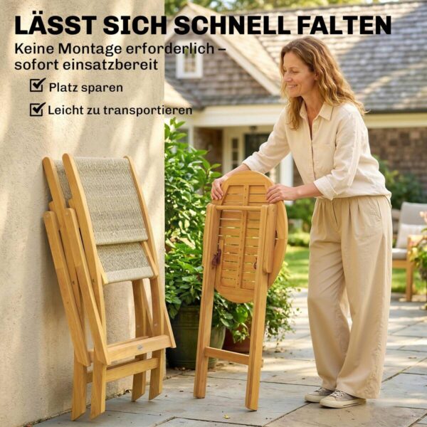 Outsunny Balkonmöbel-Set natur Kunststoff B/H/L: ca. 48x88x55,5 cm – Bild 3