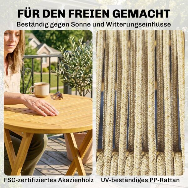 Outsunny Balkonmöbel-Set natur Kunststoff B/H/L: ca. 48x88x55,5 cm – Bild 4