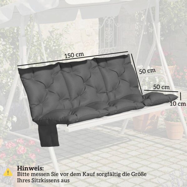 Outsunny Bankauflage dunkelgrau Baumwolle B/H/L: ca. 100x10x150 cm – Bild 3