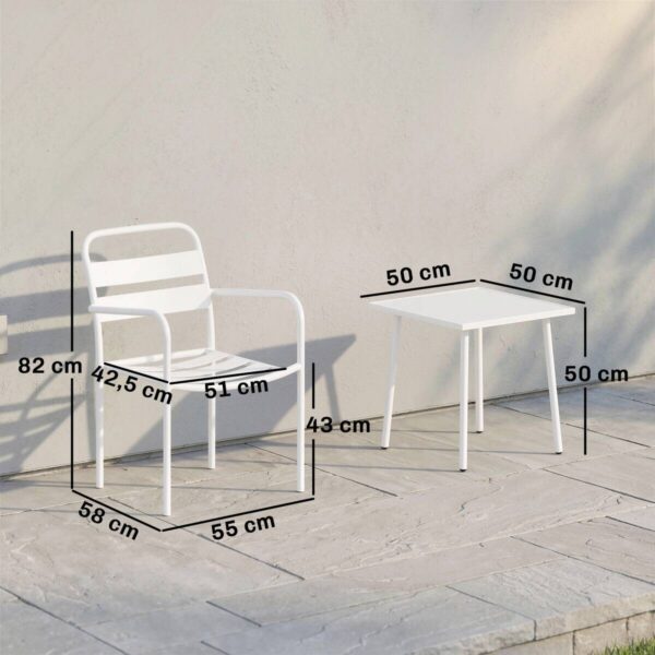 Outsunny Balkonmöbel-Set weiß Glas B/H/L: ca. 58x82x55 cm – Bild 3
