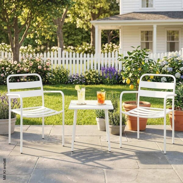 Outsunny Balkonmöbel-Set weiß Glas B/H/L: ca. 58x82x55 cm – Bild 4