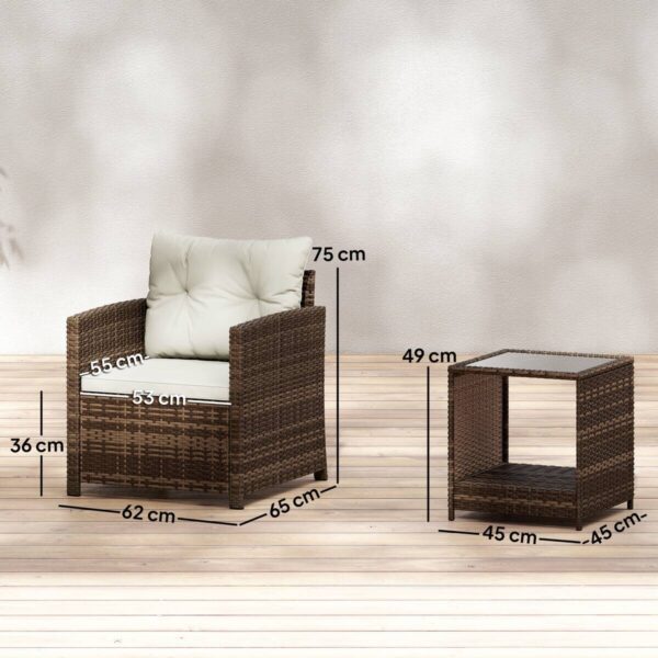 Outsunny Balkonmöbel-Set braun Polyester B/H/L: ca. 62x75x65 cm – Bild 4