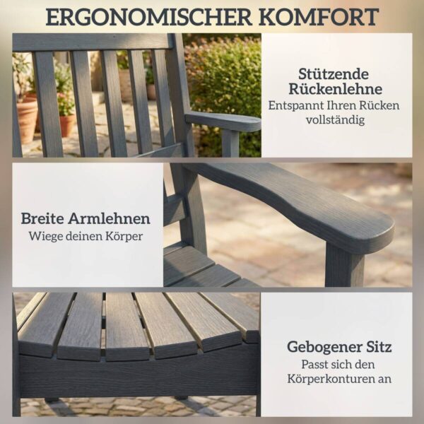 Outsunny Gartenbank grau Kunststoff B/H/L: ca. 59x91x130 cm – Bild 3