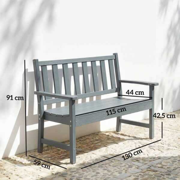 Outsunny Gartenbank grau Kunststoff B/H/L: ca. 59x91x130 cm – Bild 4