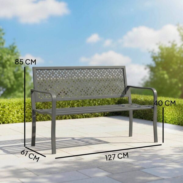 Outsunny Gartenbank dunkelgrau Stahl B/H/L: ca. 61x85x127 cm – Bild 2