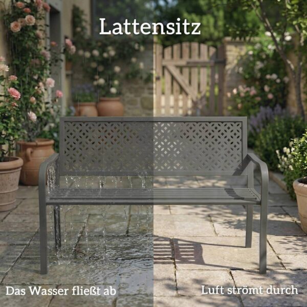 Outsunny Gartenbank dunkelgrau Stahl B/H/L: ca. 61x85x127 cm – Bild 4