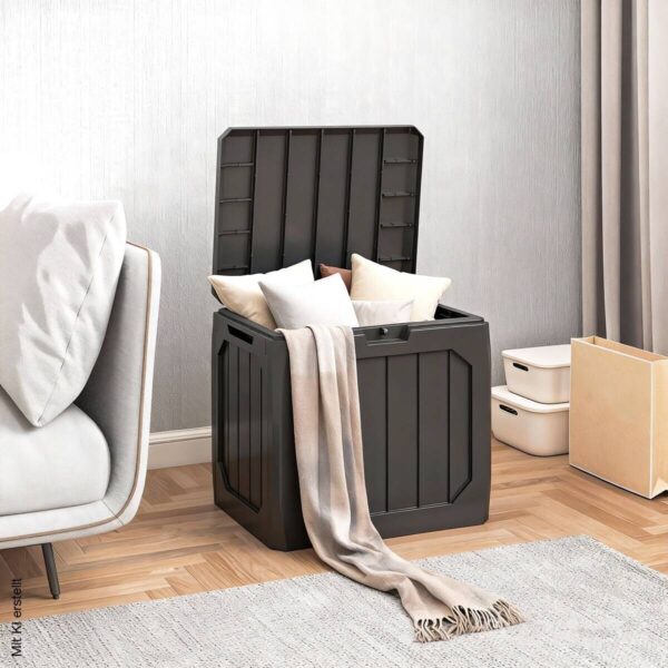 Outsunny Auflagenbox schwarz Kunststoff B/H/L: ca. 45x53x56 cm Outsunny Auflagenbox schwarz Kunststoff B/H/L: ca. 45x53x56 cm – Bild 4