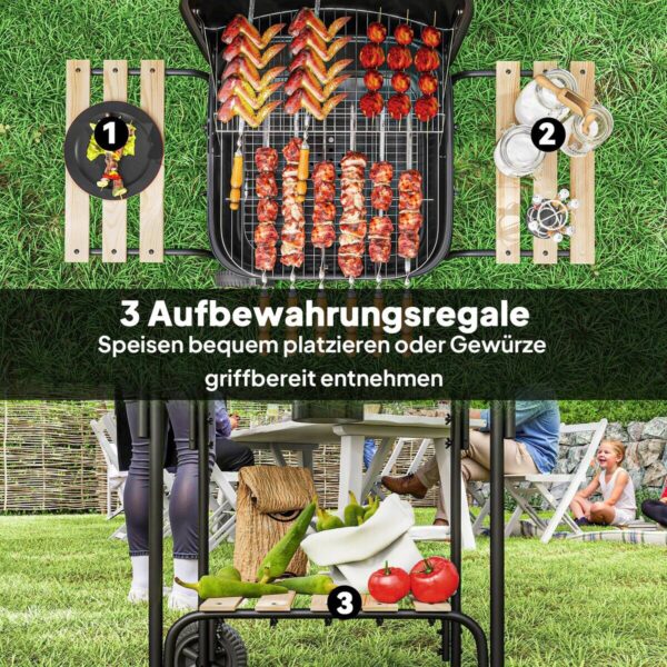 Outsunny Grill Stahl B/H/L: ca. 54x91x98 cm – Bild 4