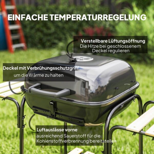 Outsunny Grill Stahl B/H/L: ca. 54x91x98 cm – Bild 5