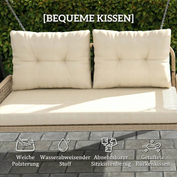Outsunny Hollywoodschaukel natur Rattan B/H/L: ca. 66x44x115 cm Outsunny Hollywoodschaukel natur Rattan B/H/L: ca. 66x44x115 cm – Bild 2