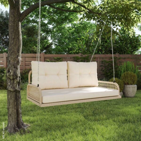 Outsunny Hollywoodschaukel natur Rattan B/H/L: ca. 66x44x115 cm Outsunny Hollywoodschaukel natur Rattan B/H/L: ca. 66x44x115 cm – Bild 3