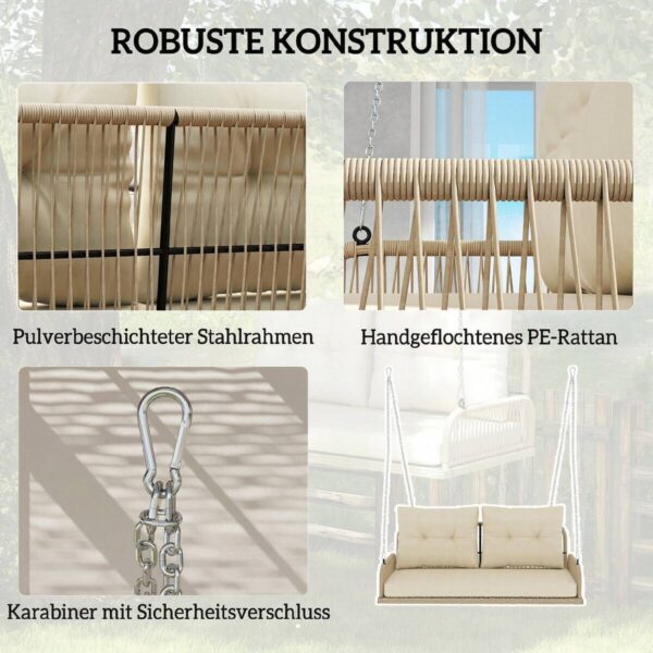 Outsunny Hollywoodschaukel natur Rattan B/H/L: ca. 66x44x115 cm Outsunny Hollywoodschaukel natur Rattan B/H/L: ca. 66x44x115 cm – Bild 5