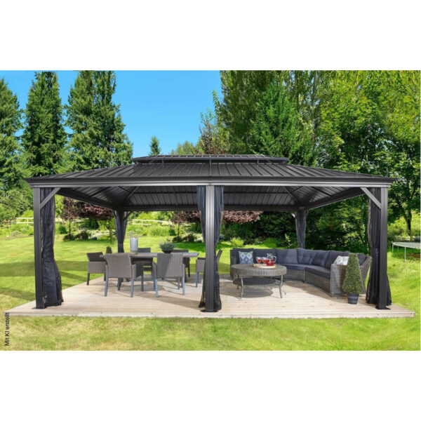 Sojag Pavillon Messina anthrazit Aluminium B/H/L: ca. 363x307x598 cm Sojag Pavillon Messina anthrazit Aluminium B/H/L: ca. 363x307x598 cm