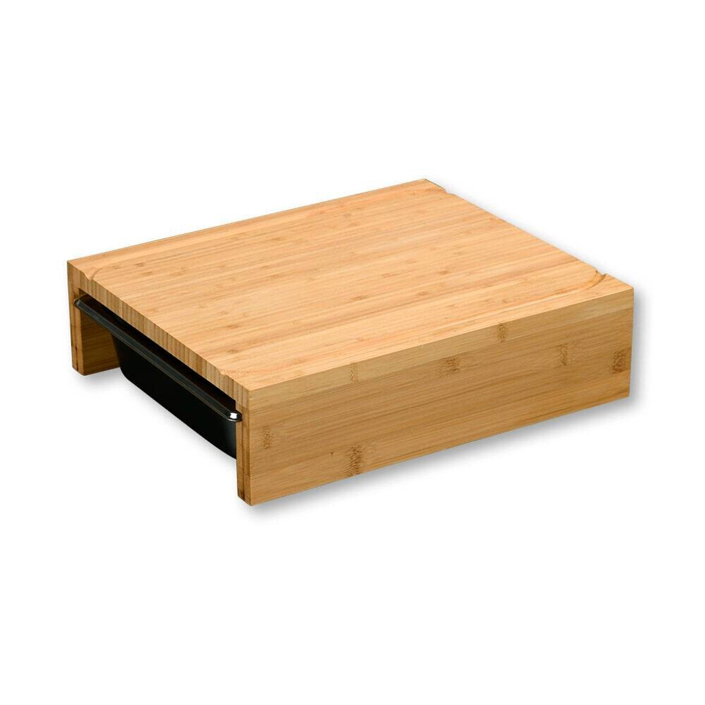 Kesper Schneidebrett braun Holz Edelstahl B/H/L: ca. 29x9,5x35 cm