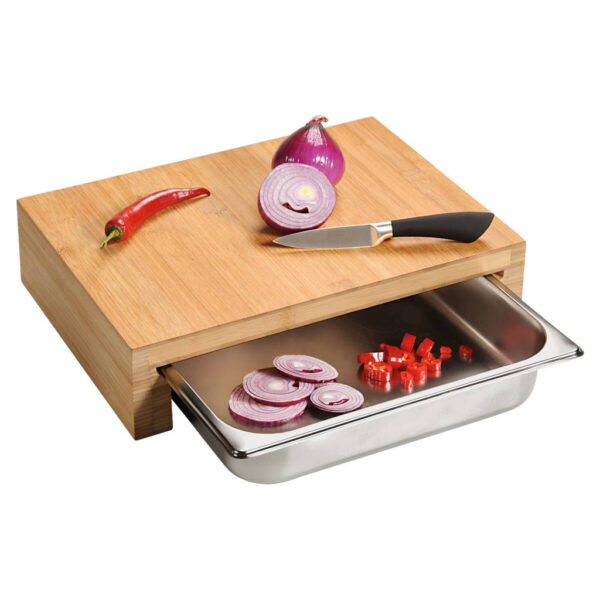 Kesper Schneidebrett mit Auffangschale natur Holz Bambus B/H/T: ca. 37,5x9,5x27,5 cm