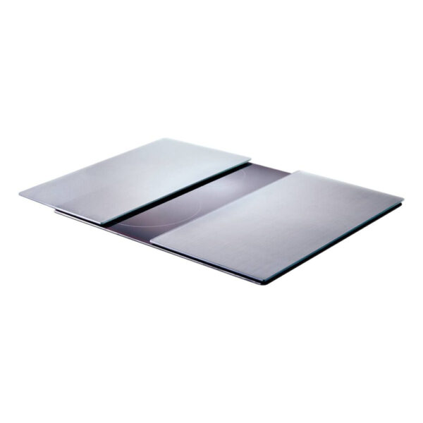 Zeller Herd-/Schneideabdeckplatten-Set Metall silber Glas B/H/L: ca. 30x0,8x52 cm