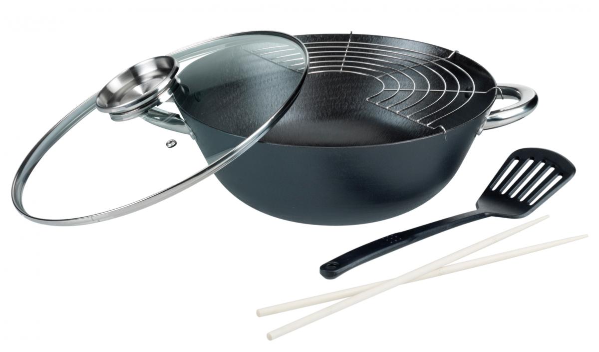 GSW Gusseisen Wok-Set / Multifunktionstopf 5-tlg.