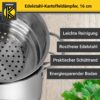 Karl Krüger Kartoffeldämpfer Edelstahl mit Glasdeckel, 16 cm