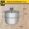 Karl Krüger Kartoffeldämpfer Edelstahl mit Glasdeckel, 16 cm
