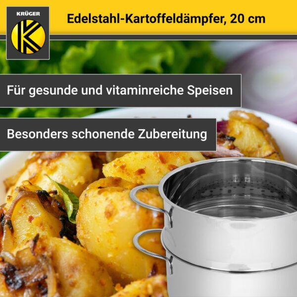 Karl Krüger Kartoffeldämpfer Edelstahl mit Glasdeckel, 20 cm