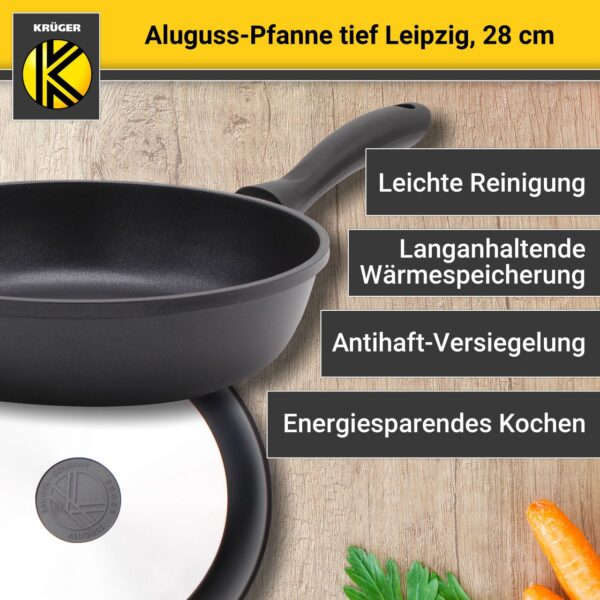 Karl Krüger Aluguss Pfanne tief LEIPZIG, 28 cm