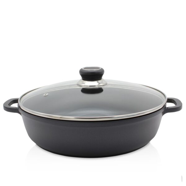 Karl Krüger Aluguss Servierpfanne DELTA rund mit Deckel, 28 cm