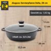 Karl Krüger Aluguss Servierpfanne DELTA rund mit Deckel, 28 cm