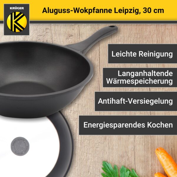 Karl Krüger Aluguss Wokpfanne LEIPZIG, 30 cm