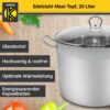 4006776074234-4 Karl Krüger Edelstahl Maxi-Topf mit Glasdeckel, 20 Liter