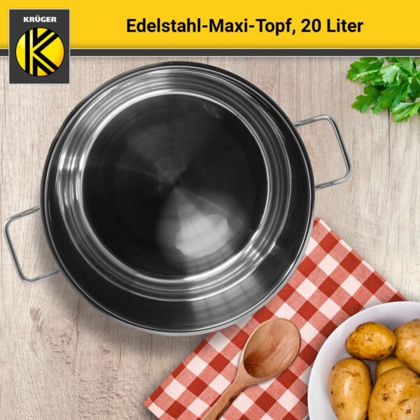 4006776074234-5 Karl Krüger Edelstahl Maxi-Topf mit Glasdeckel, 20 Liter