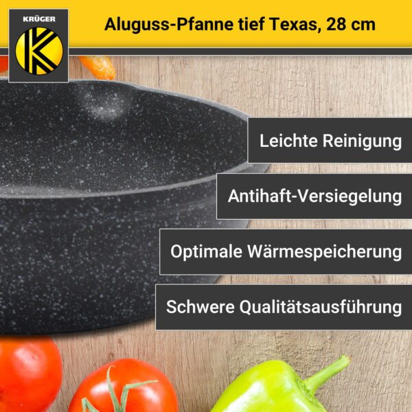 Karl Krüger Aluguss Pfanne TEXAS mit zwei Ausgieß-Vorrichtungen, 28 cm
