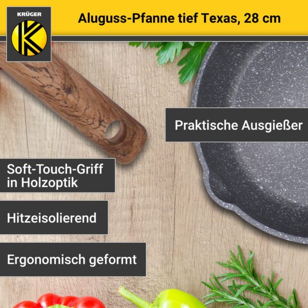 Karl Krüger Aluguss Pfanne TEXAS mit zwei Ausgieß-Vorrichtungen, 28 cm