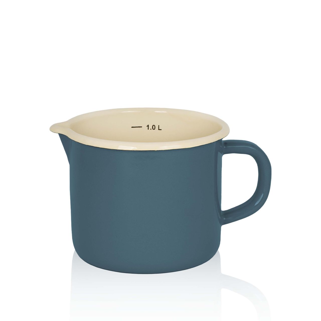 Karl Krüger Emaillierter Milchtopf Petrol, 12 cm