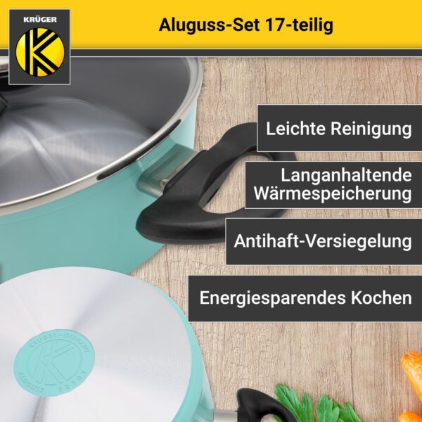 Karl Krüger Aluguss Kochtopf Set 17 tlg., mint