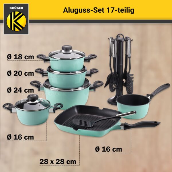 Karl Krüger Aluguss Kochtopf Set 17 tlg., mint