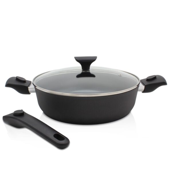 Karl Krüger Aluguss Servierpfanne Gamma rund mit Glasdeckel, 28 cm