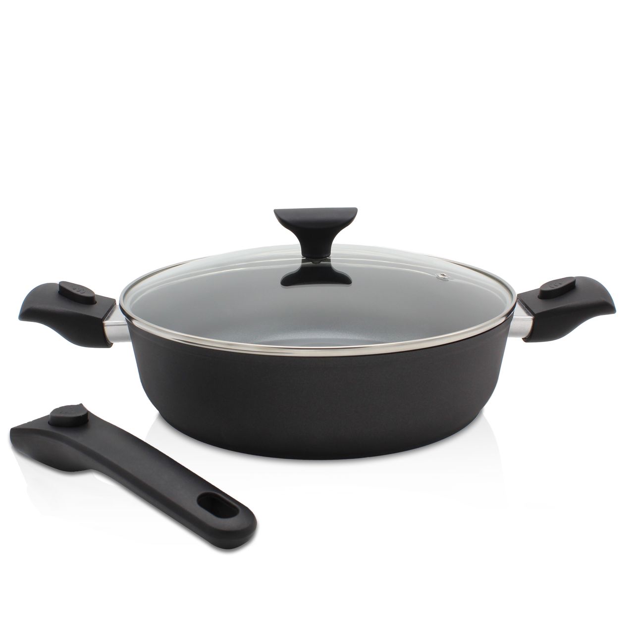 Karl Krüger Aluguss Servierpfanne Gamma rund mit Glasdeckel, 28 cm