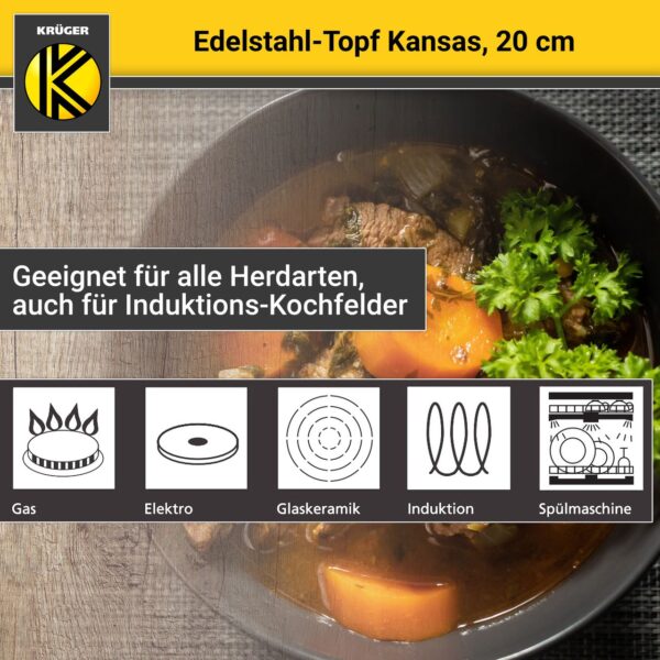 Karl Krüger Edelstahl Fleischtopf Kansas 20 cm