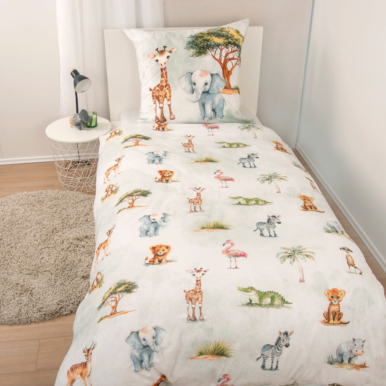 Herding Safari Flanell – Bettwäsche Größe 80×80 + 135×200 cm