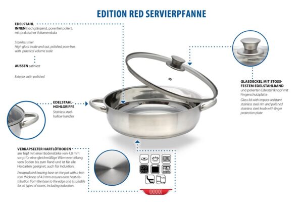 Edition Red Servierpfanne mit Glasdeckel 28cm