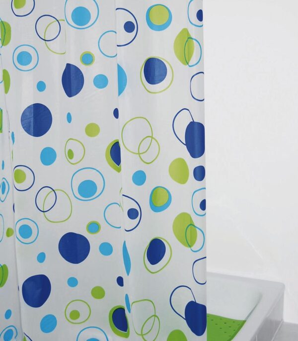 4006956076775-1 Ridder Duschvorhang Folie Kreise ca. 180x200 cm, multicolor, 100% PEVA