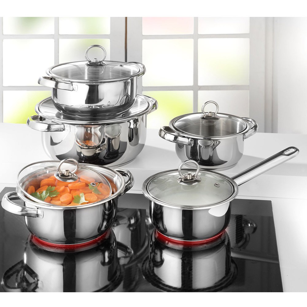 King Kochtopf-Set „New Silver Line Glass“, 5 tlg.