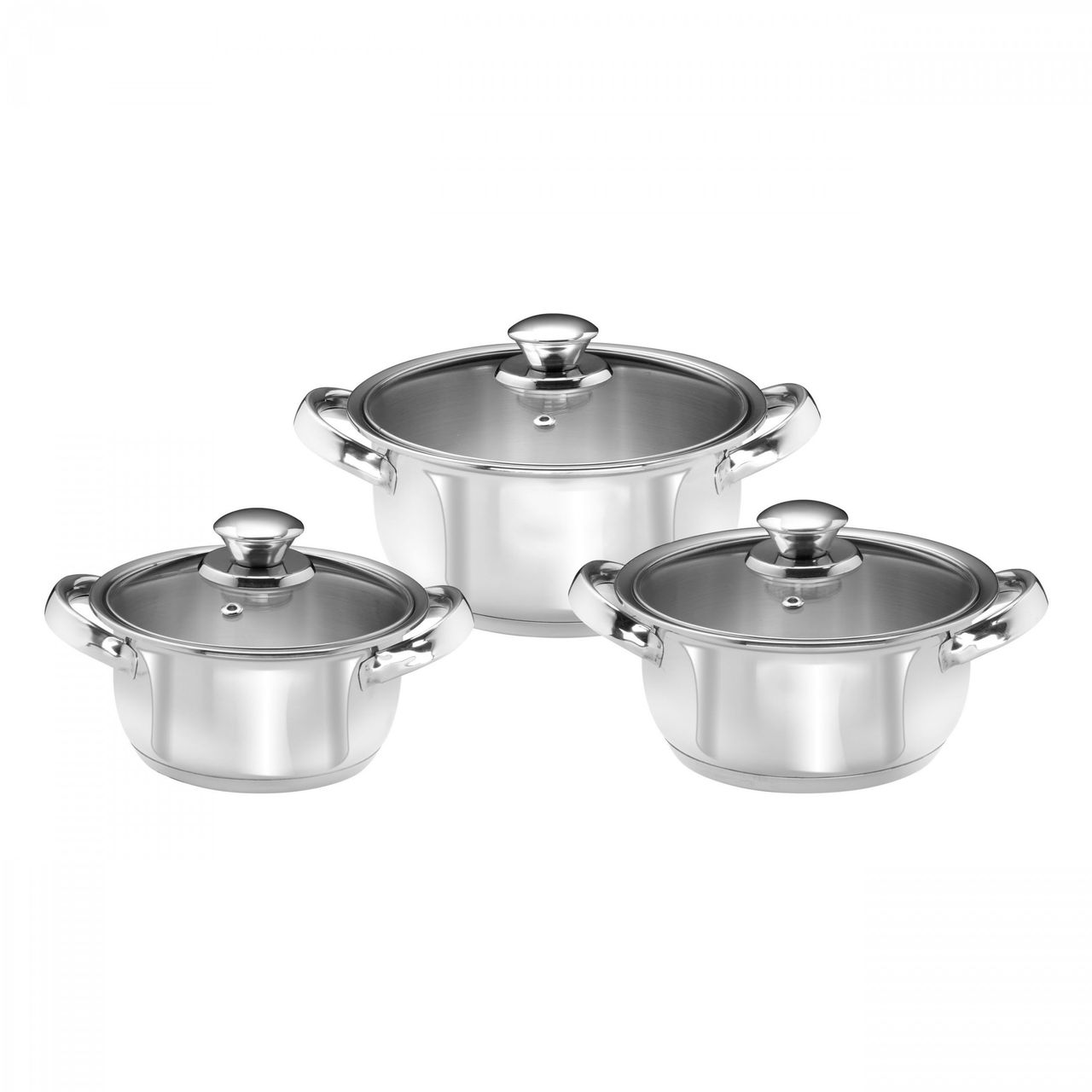 King Kochtopfset Trio 3 teilig mit Deckel / Edelstahl