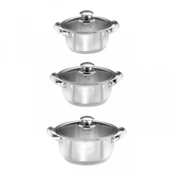 King Kochtopfset Trio 3 teilig mit Deckel / Edelstahl