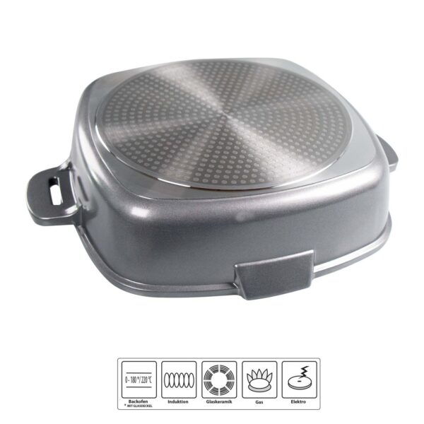 STONELINE® FUTURE Eckpfanne mit Siebglasdeckel, 2Thermogriffschützern