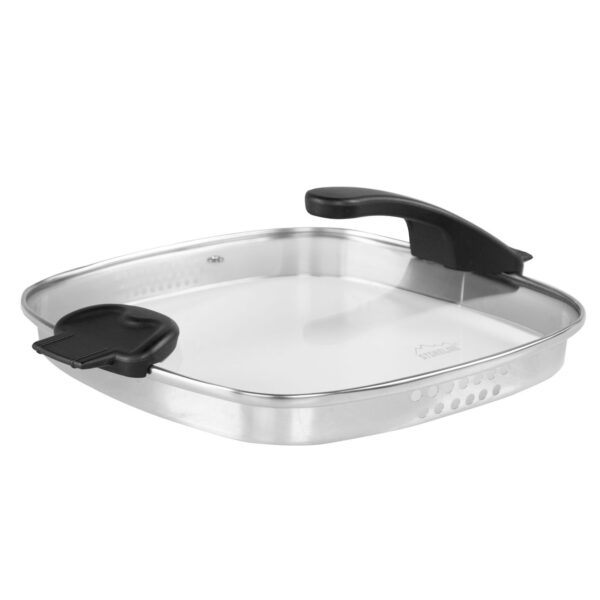 STONELINE® FUTURE Eckpfanne mit Siebglasdeckel, 2Thermogriffschützern