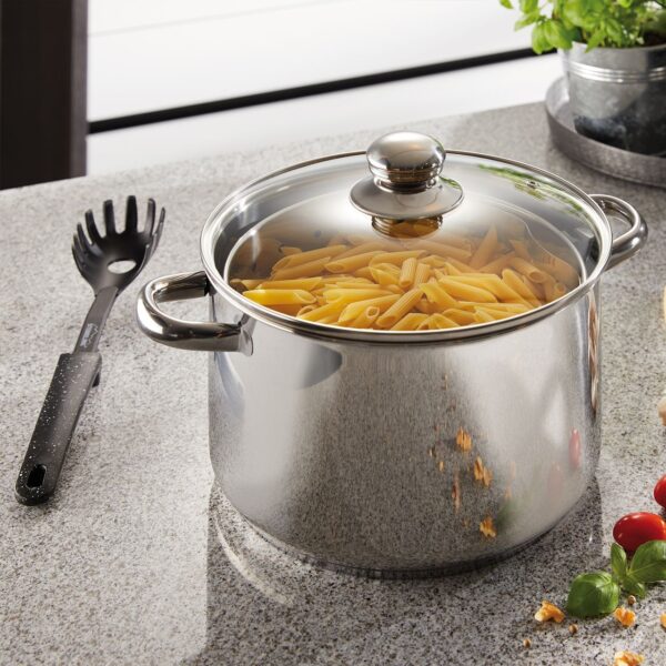 STONELINE® BEYOND® Edelstahl Kochtopf 24 cm, mit Glasdeckel und herausnehmbarem Siebeinsatz