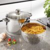STONELINE® BEYOND® Edelstahl Kochtopf 24 cm, mit Glasdeckel und herausnehmbarem Siebeinsatz
